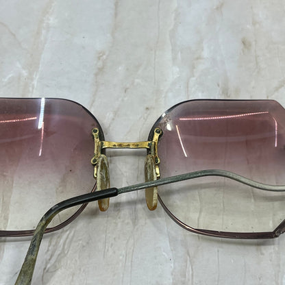 Vintage Ladies' Oversize Drop Arm Rimless Eyeglasses Frames TJ9G1-7