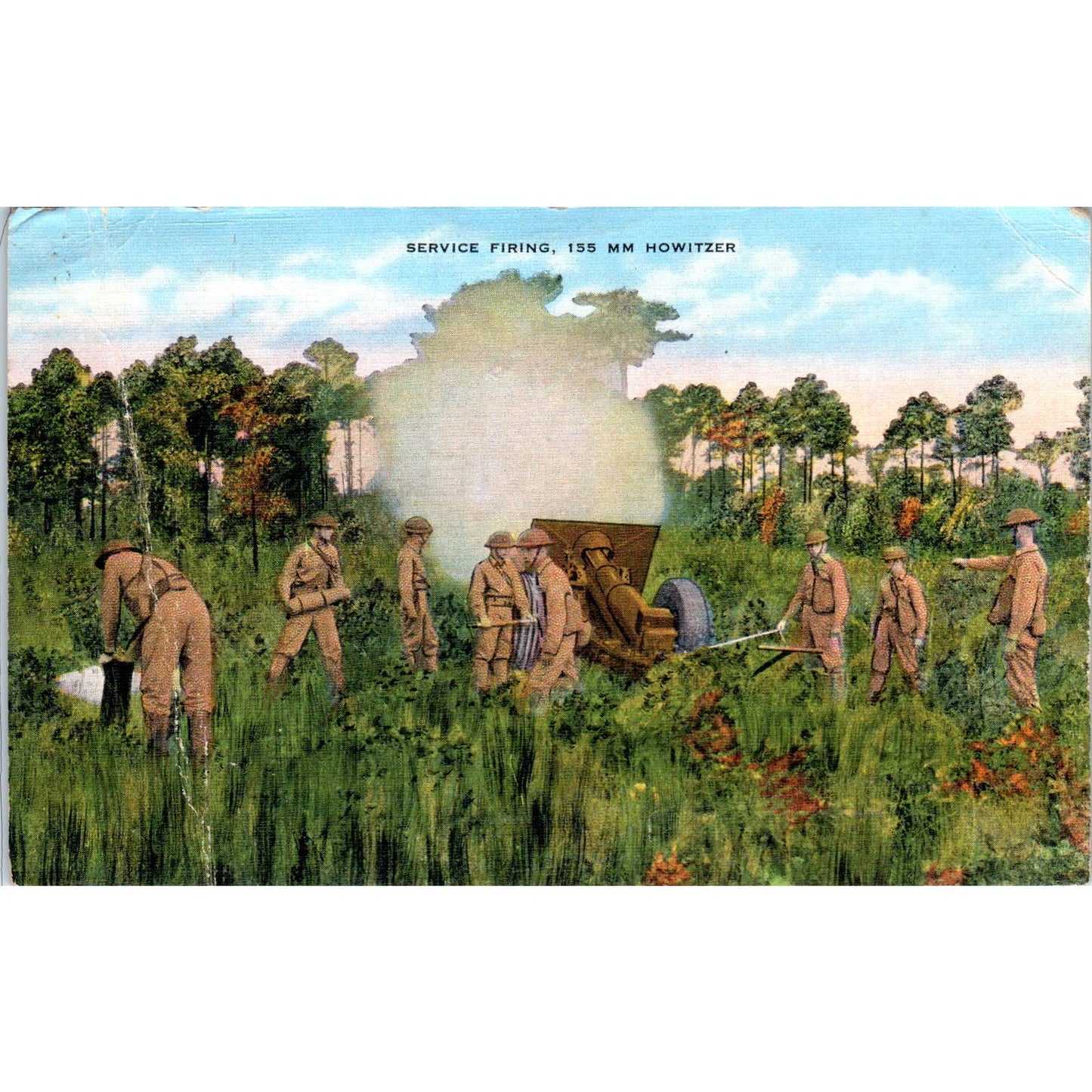 WWI Service Firing 150 MM Howitzer - Original Postcard TJ7-RP3