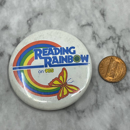 Vintage READING RAINBOW on PBS Pinback Button Pin SF1