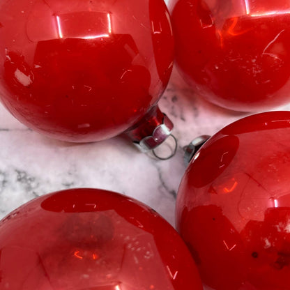 Opaque 5 Vintage Glass Christmas Tree Ornaments RED 2 7/8"