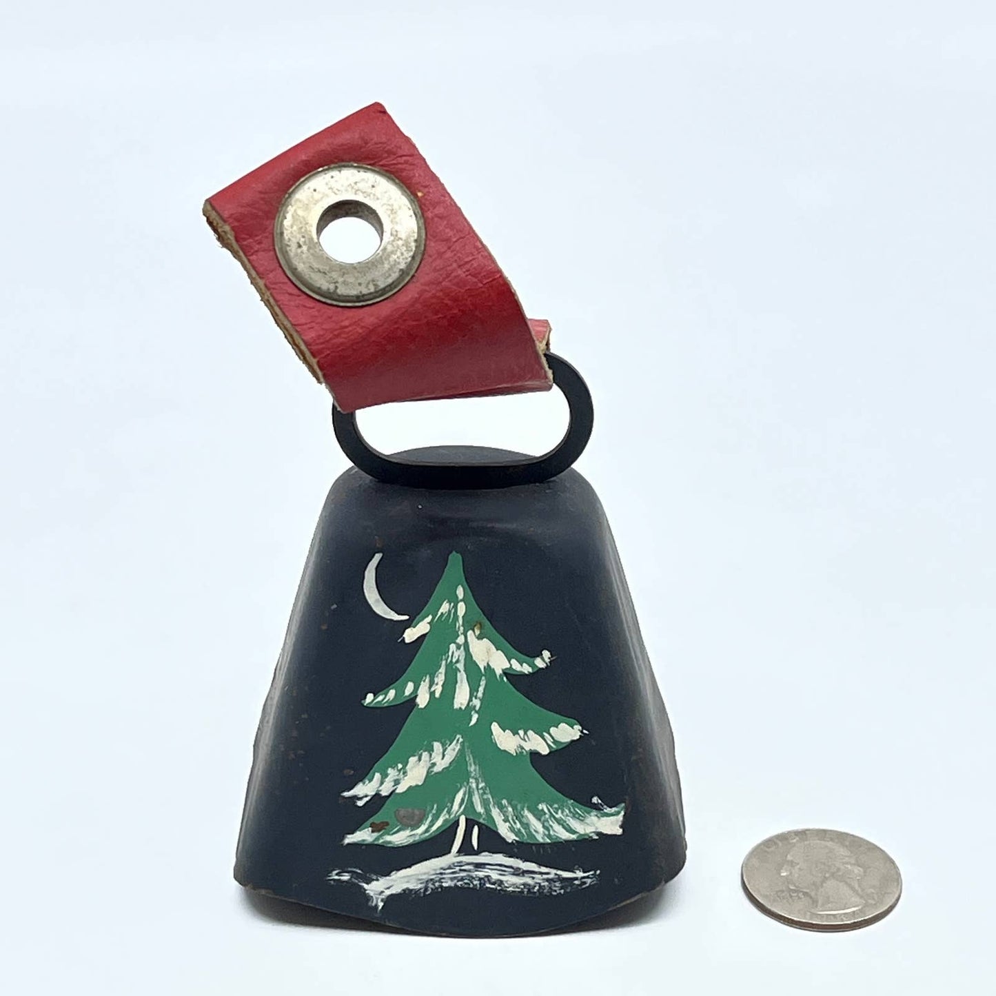 Vtg Pennsylvania Dutch Folk Art Hand Painted Cowbell Christmas Tree KAY TG2-9