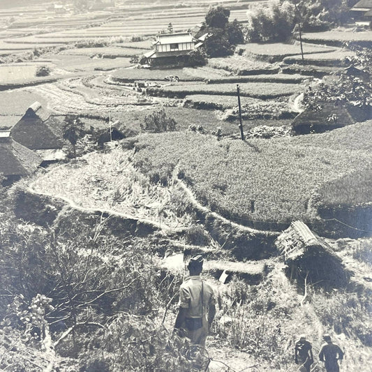 1940s WWII Official US Air Force Photo View of Japanese Farming Village 7x9” AA7