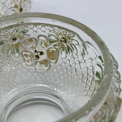 Antique Rubicon Oil Lamp Hand Painted Clear Daisy 8" Matching Shade TI2