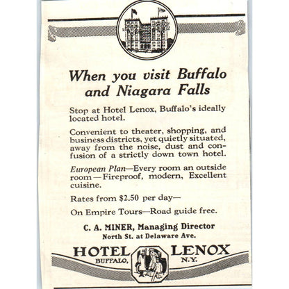 c1920 Harper's Magazine Ad - Hotel Lenox Buffalo NY EA3-4