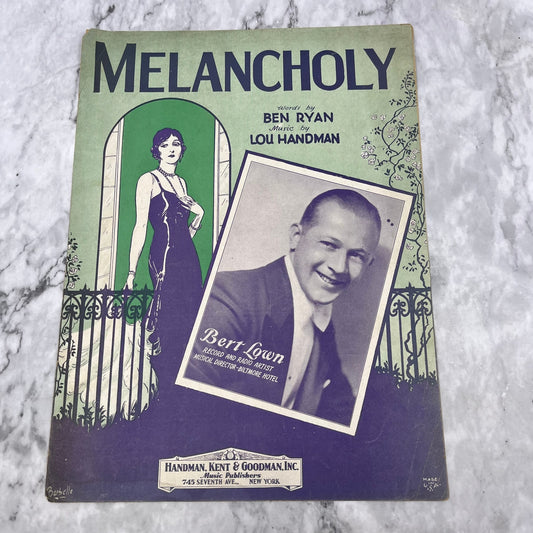 1929 Melancholy  - Ben Ryan, Lou Handman - Vintage Sheet Music V39-4