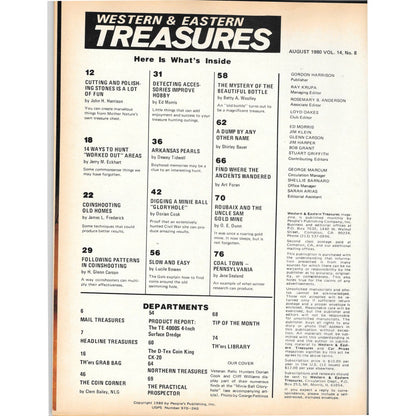 Western & Eastern Treasures Magazine Mines, Buried, Metal Detecting Aug 1980 MB2