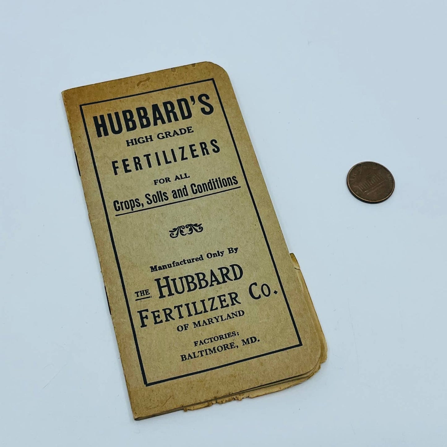 1931 Hubbard’s High Grade Fertilizers Pocket Notebook Baltimore, MD SC2