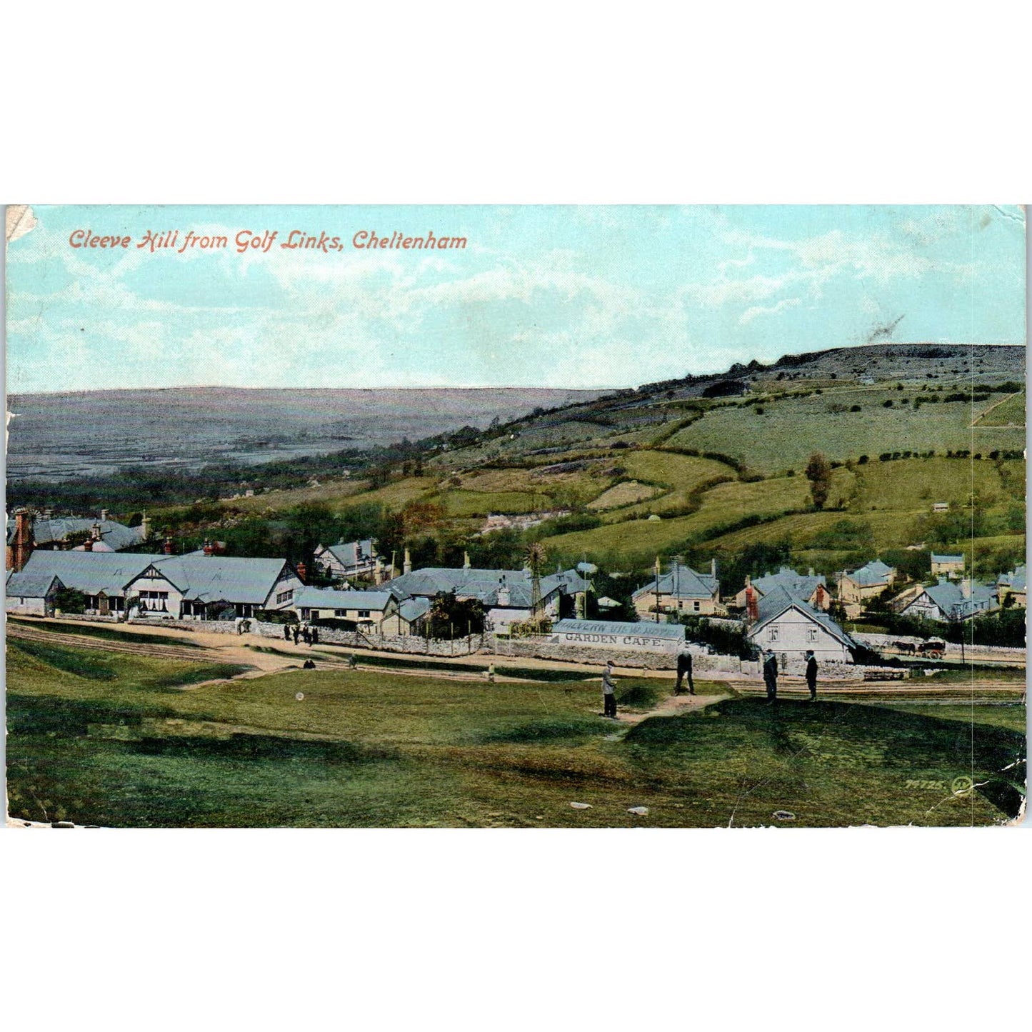 Cleeve Hill from Golf Links Cheltenham 1917 Original Postcard TK1-23