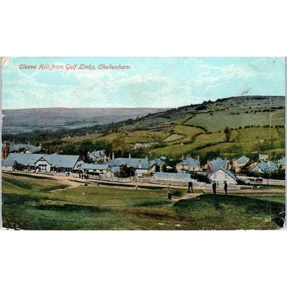 Cleeve Hill from Golf Links Cheltenham 1917 Original Postcard TK1-23