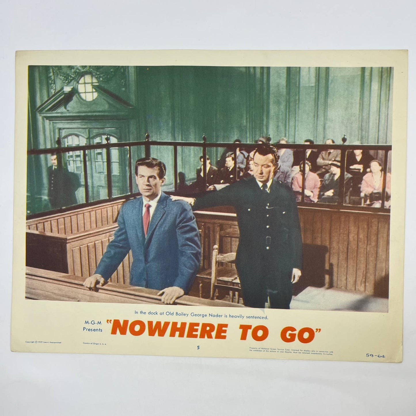 1959 Nowhere to Go George Nader 5 Lobby Card FL4