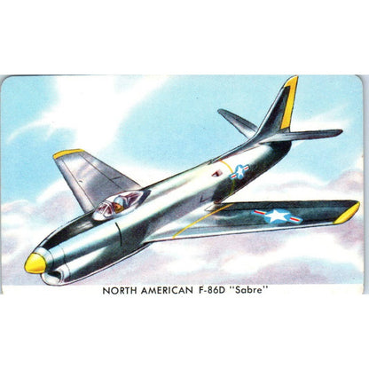 1957 Vintage North American F-86D Sabre Quaker Pack-O-Ten Warplanes Card EA3-2