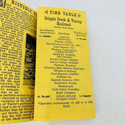 1949 Time Table Cripple Creek & Tin Cup Railroad-Chicago Railroad Fair C5