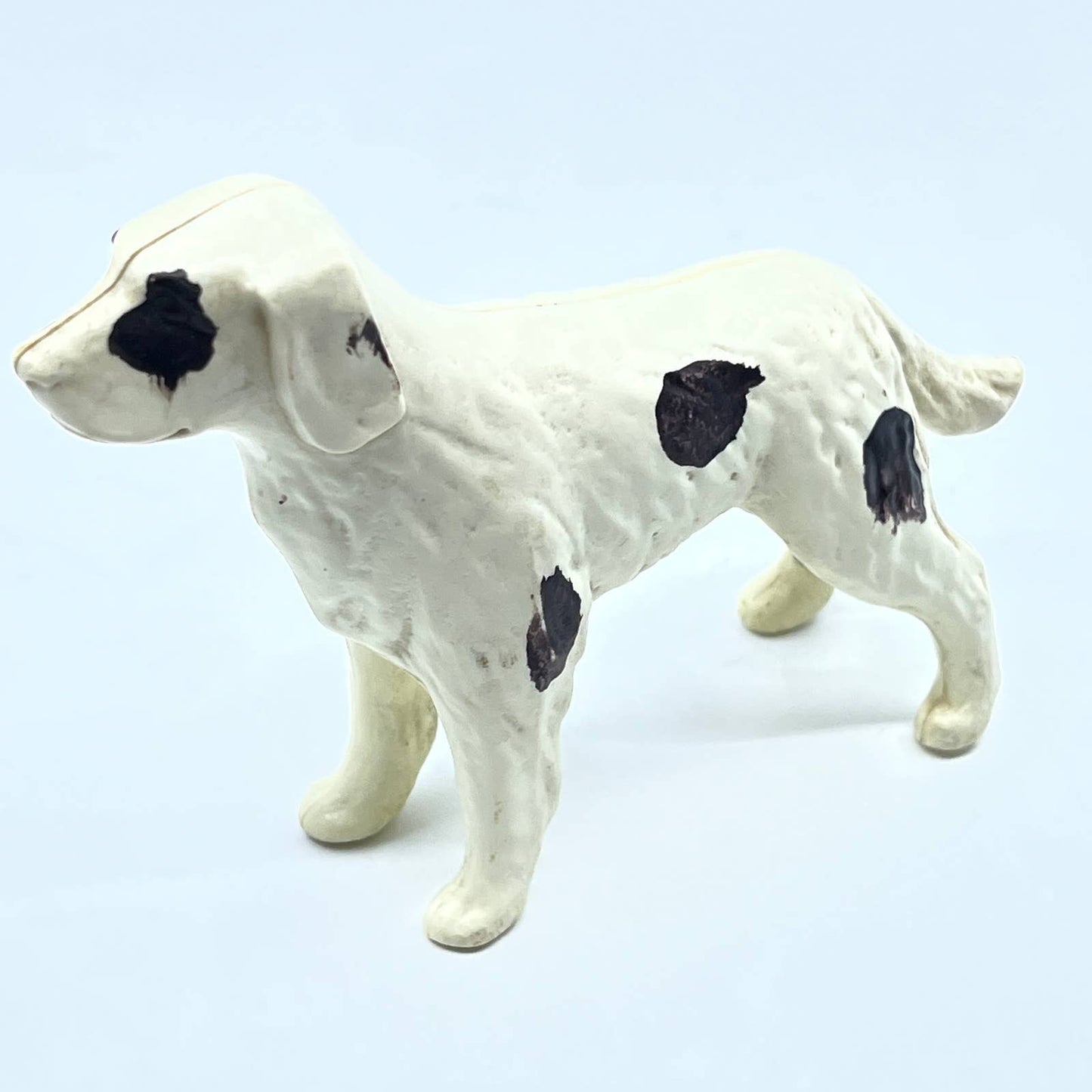 Vtg English Setter Black White Hand Painted Celluloid Dog Figure Toy 5" SD7