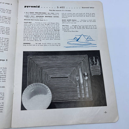 1953 Coats & Clark's Book No.298 Table Magic Place Mats Bottle Cap Crochet TH7