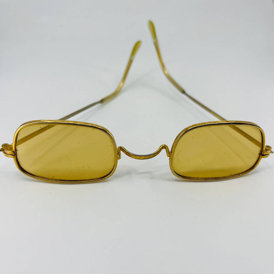 Vintage Art Deco GF Gold Filled Rectangle Frame Etched Tinted Eyeglasses