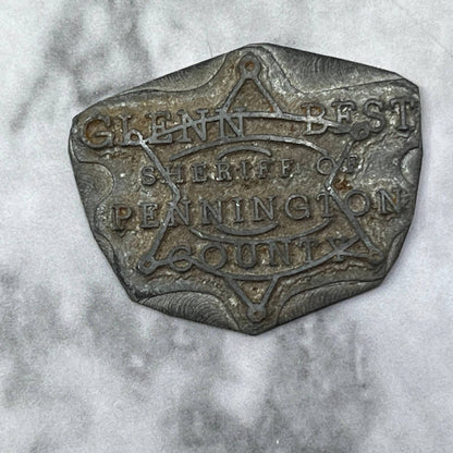 Vintage Printers Block Plate Glenn Best Sheriff of Pennington County SE835