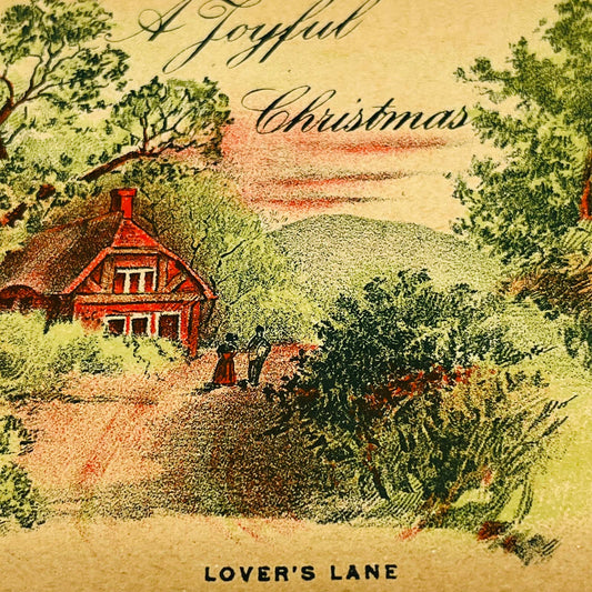 1910s Christmas Post Card Cottage Lover’s Lane PA4