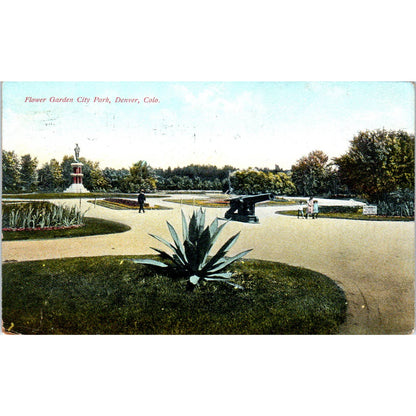 1911 Flower Garden City Park Denver Colorado Original Postcard TK1-28