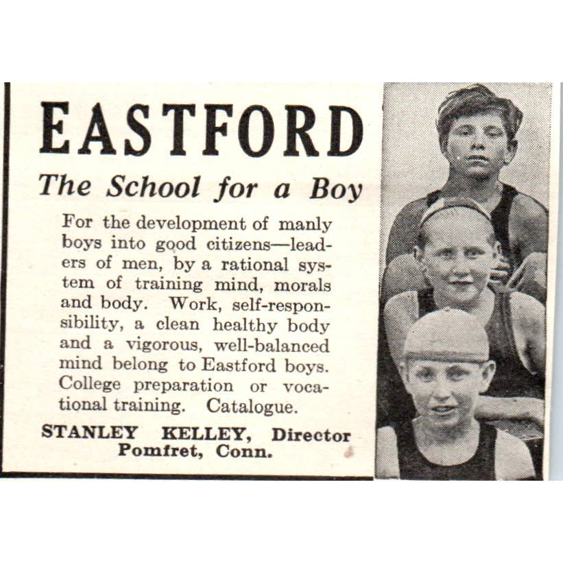 c1920 Harper's Magazine Ad - Eastford Boys School Stanley Kelley Pomfret CT EA3-2