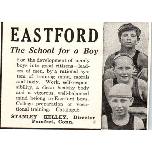 c1920 Harper's Magazine Ad - Eastford Boys School Stanley Kelley Pomfret CT EA3-2