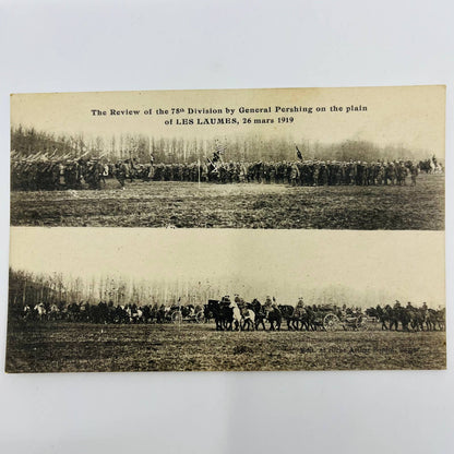 c1918 Postcard WWI Review of 78th Division by General Pershing Les Laumes PA9