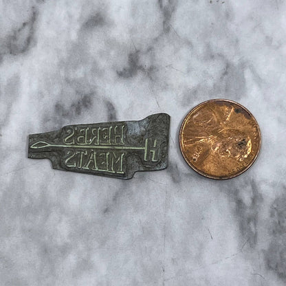 Vintage Printing Letterpress Printers Block Plate Herb’s Meats Logo TJ58