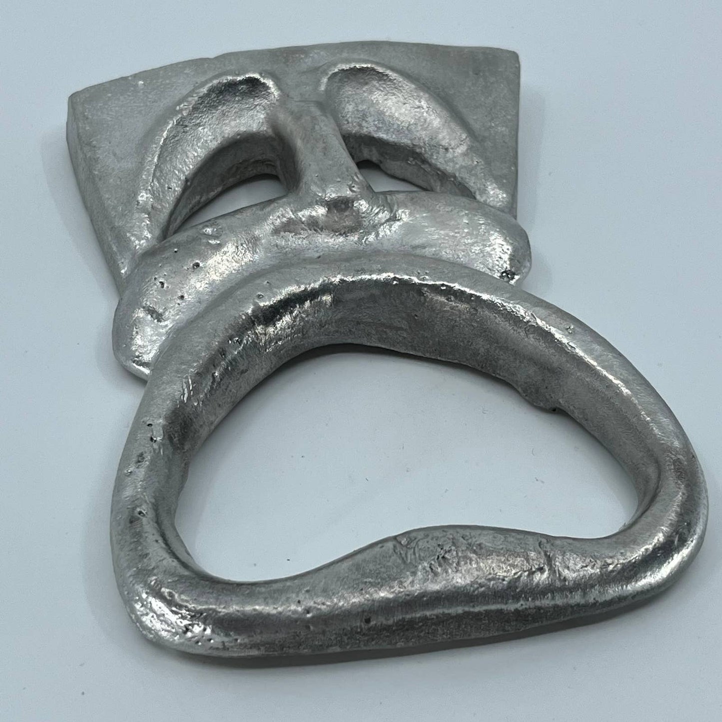 Vintage Hand Made Ceramic Tragedy Mask Sculpture Silver 6 x 4.5” TB5