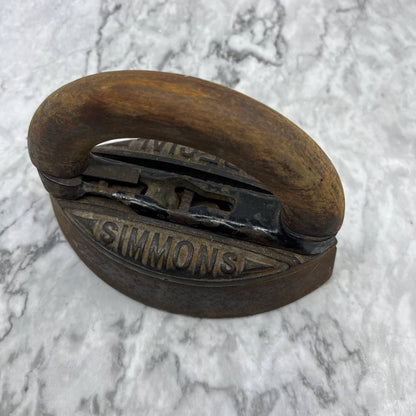 Antique Simmons Special Sad Iron with Wood Handle 6.5” TJ6