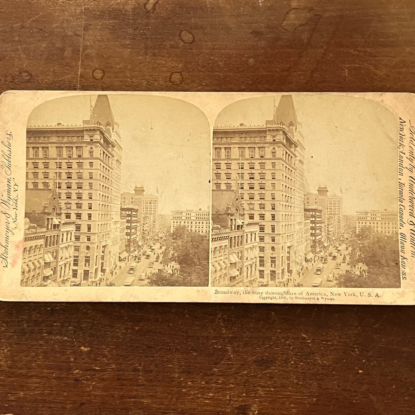 View of Broadway New York NY 1895 Antique Stereoview Card TJ9-V3