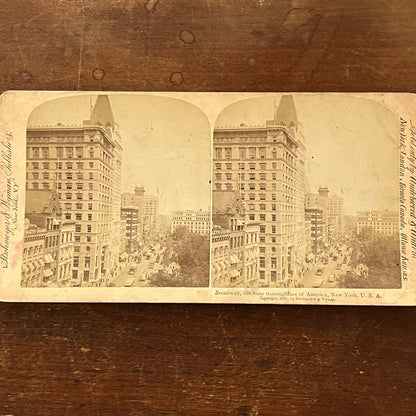 View of Broadway New York NY 1895 Antique Stereoview Card H2-5