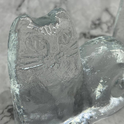 Lisa Larson 'Djur i Frihet', Crystal Cat Royal Krona Bookends Set of 2 TK1