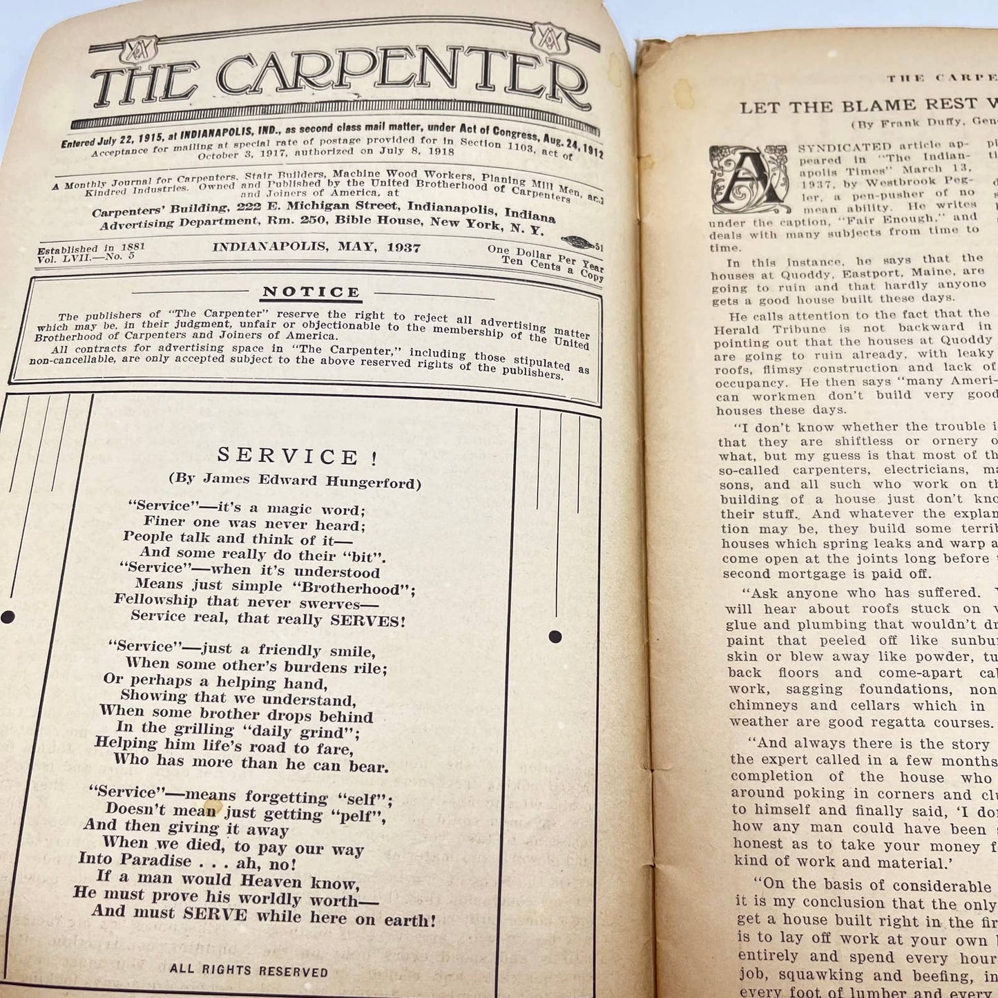 1937 May The Carpenter Magazine Vol. LVII No. 5 TF2