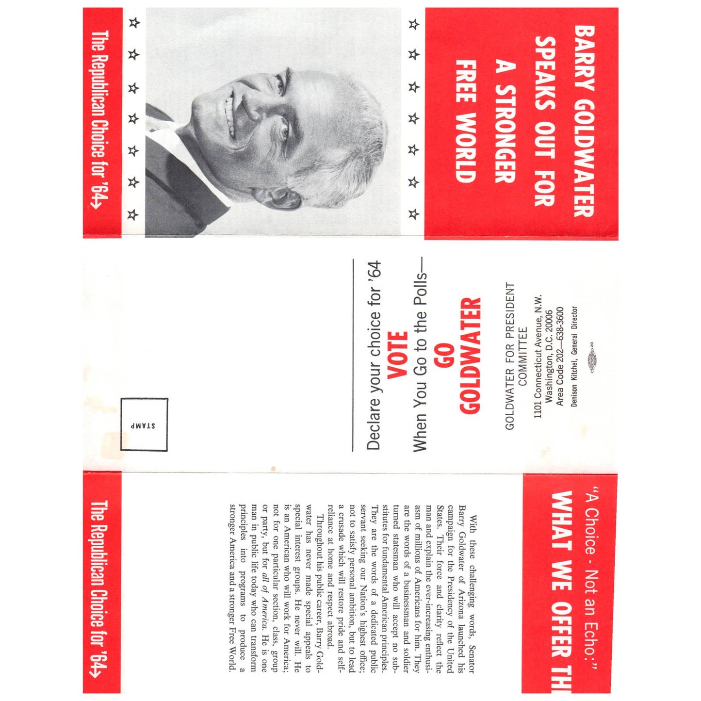 1964 Political Brochure Barry Goldwater Republican Presidential Candidate SF3-5