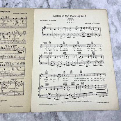 Listen to the Mockingbird Alice Hawthorne Carl Schreiber 1936 Sheet Music TK2-SM
