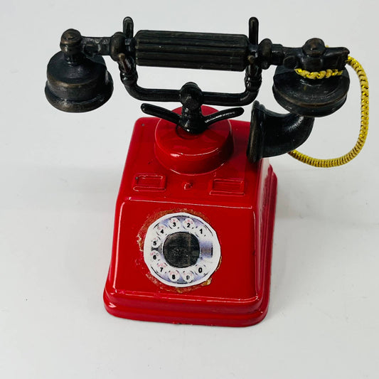 Vintage Metal Red Enamel Telephone Pencil Sharpener 2” SA9