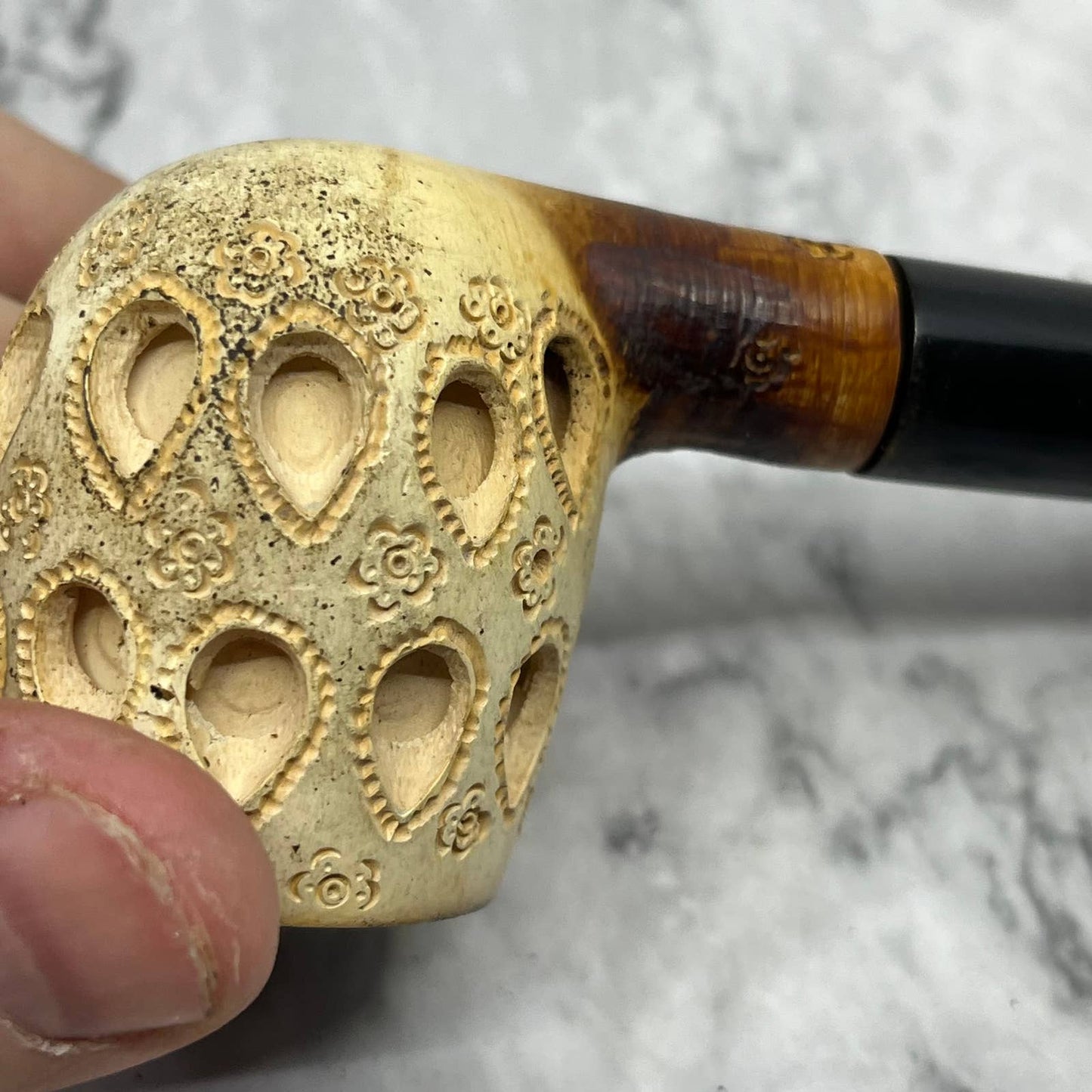 Vintage Straight Apple Lattice Block Estate Smoking Pipe TJ9-1