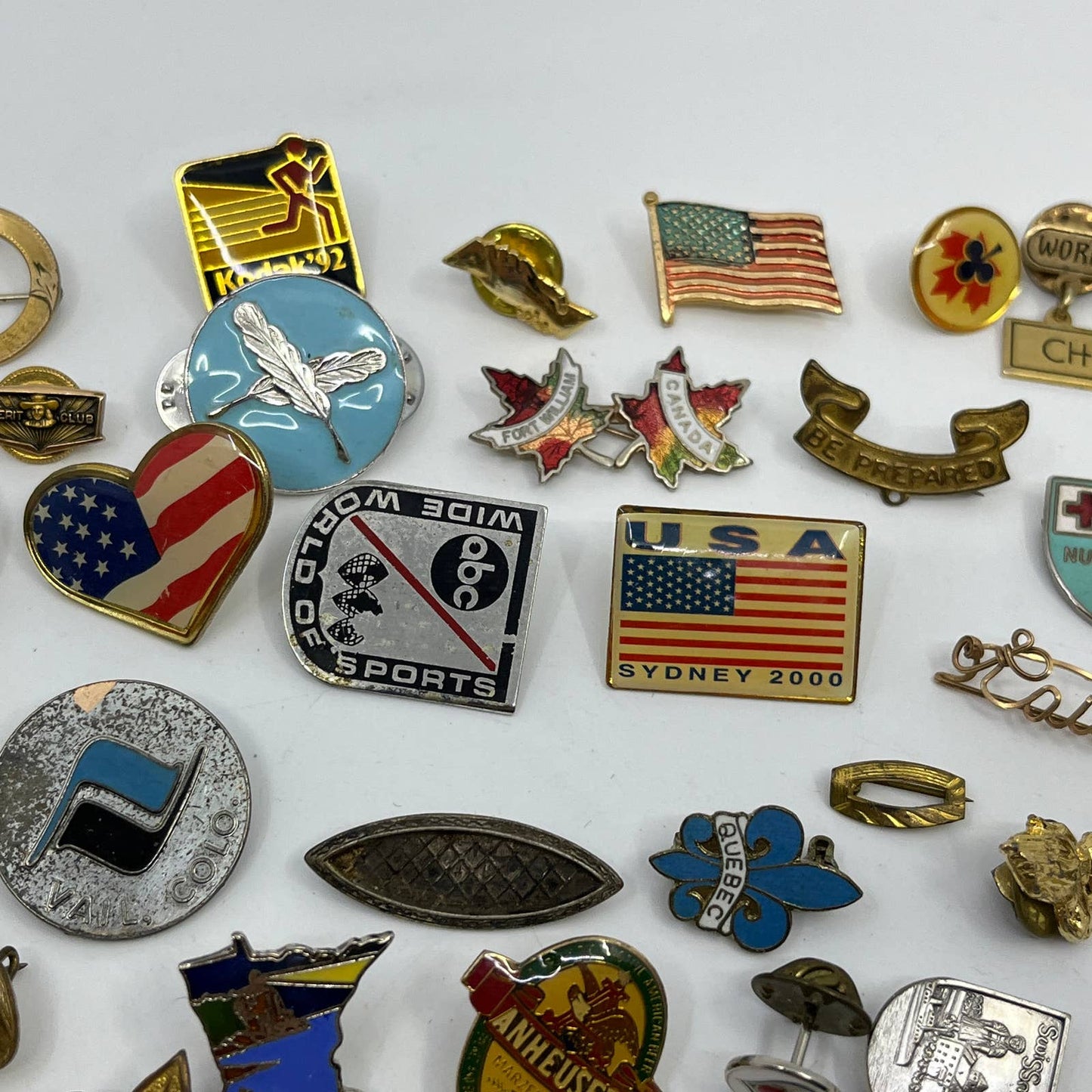 Huge Lot 50+ Vintage Metal & Enamel Pin Pinback Buttons SD9