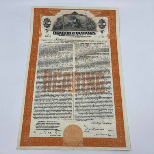 1945 Reading Railroad Company $1000 Bond Series D FL4