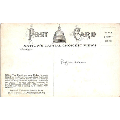 Pan American Union Washington D.C. Original Postcard TK1-P2