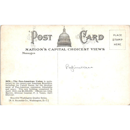 Pan American Union Washington D.C. Original Postcard P1-16