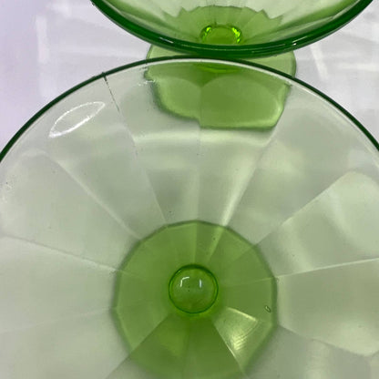 1920s Federal Glass Depression Uranium 4 Sherbet Ice Cream Dishes Optic TH5