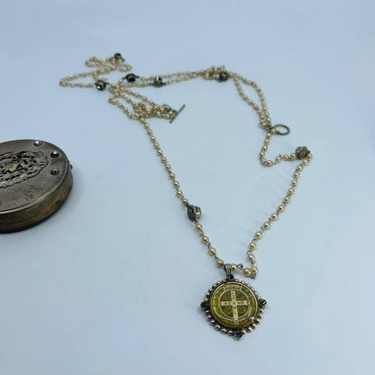 Vintage VSA Designs Virgins Saints & Angels Medallion Necklace & Case SC4