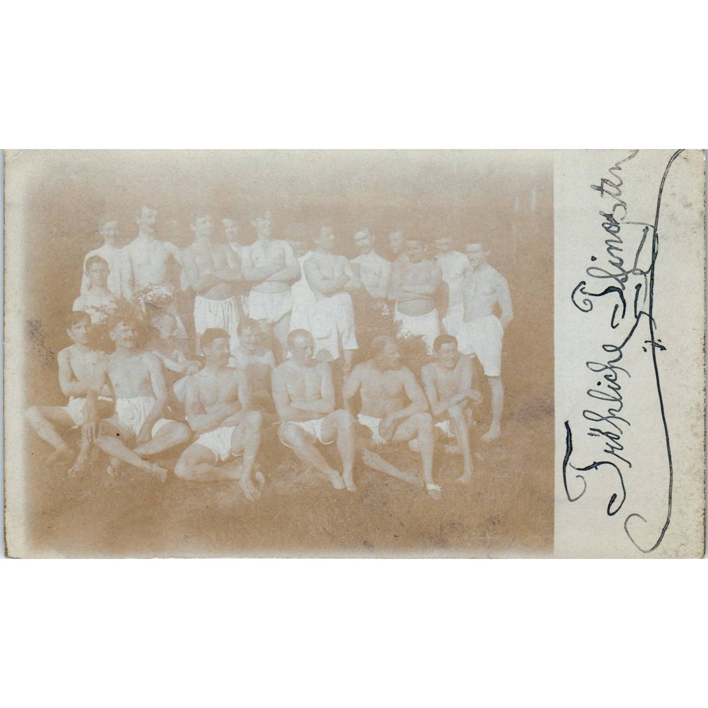 Antique Postcard RPPC Group of Shirtless German Men in Their Undies SE8