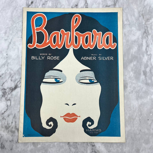 BARBARA Billy Rose Abner Silver 1920s Sheet Music Flapper Art TH5