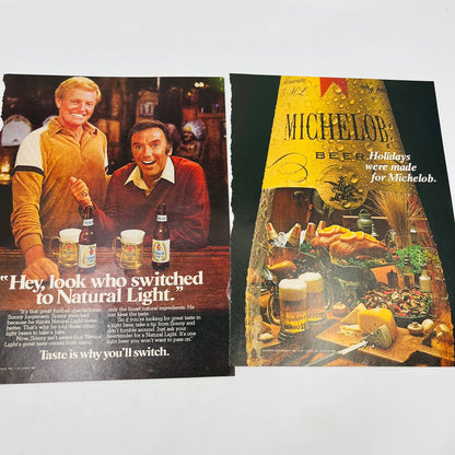 1970s Lot of 7 Beer Ads Miller Milano MICHELOB Bud Natural Light 8x11” C13-2