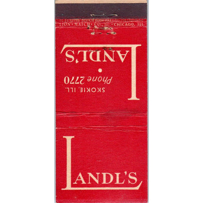 Landl's Restaurant Smokie Illinois Advertising Matchbook Cover SA1-M11