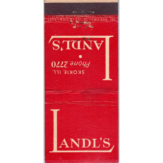 Landl's Restaurant Smokie Illinois Advertising Matchbook Cover SA1-M11