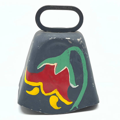 Vintage Pennsylvania Dutch Folk Art Hand Painted Cowbell Floral KAY TG2-2