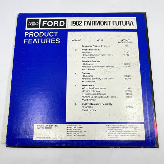 1982 Ford Promo Laserdisc Laser Disc 82 Ford FAIRMONT FUTURA Preview TA3