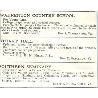 c1920 Harper's Ad - National Park Seminary James E. Ament Washington DC EA3-2